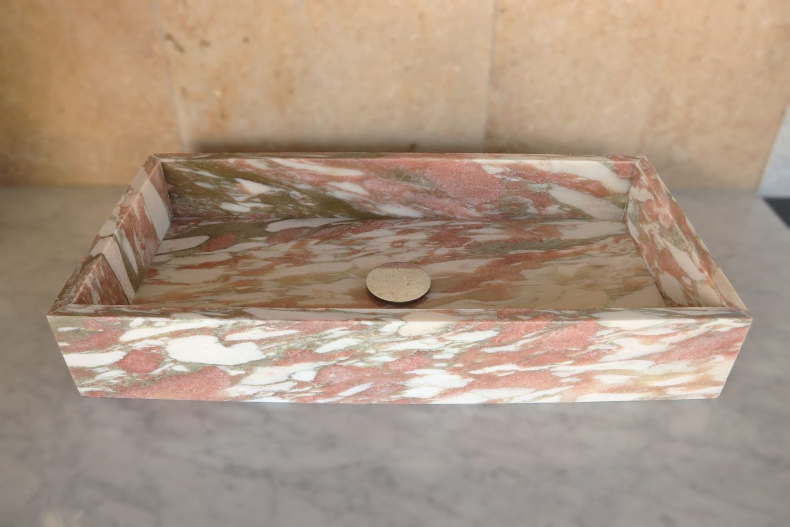 Lavabo CUBO in marmo Rosa Norvegia